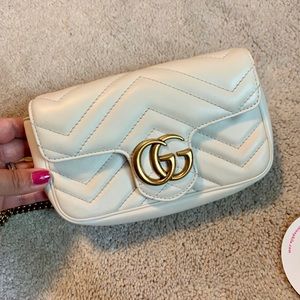 SOLD GUCCI Matelasse Super Mini GG Marmont White